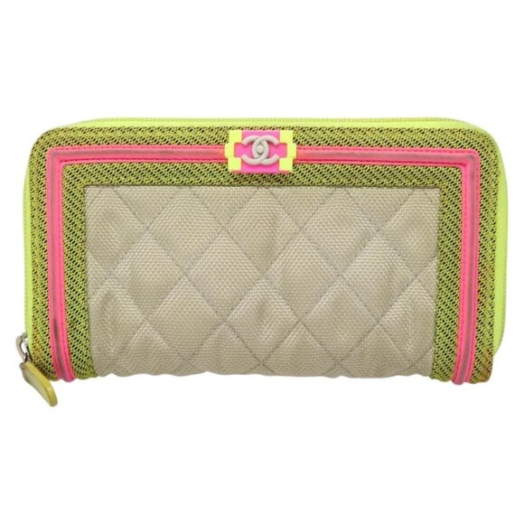 CHANEL Long Wallet Nylon Yellow CC Auth - Picture 6 of 14